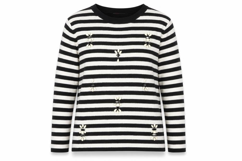 Marks & Spencer Women's Black Striped Pullover Jumper