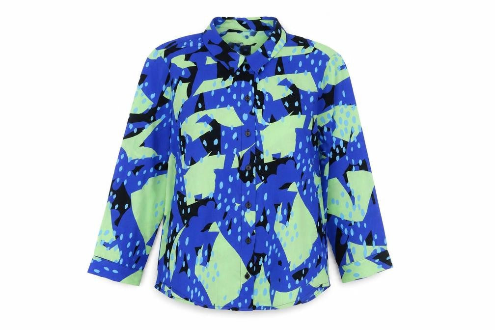 Monki Women's Geometric Button-Up Shirt XS
