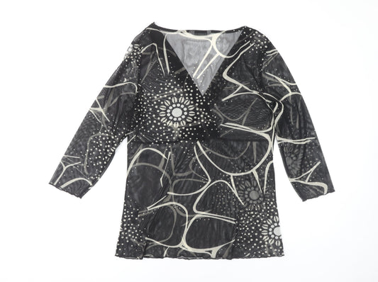 Marks and Spencer Women's Black Geometric Wrap Top