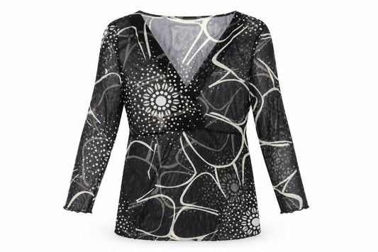 Marks and Spencer Women's Black Geometric Wrap Top