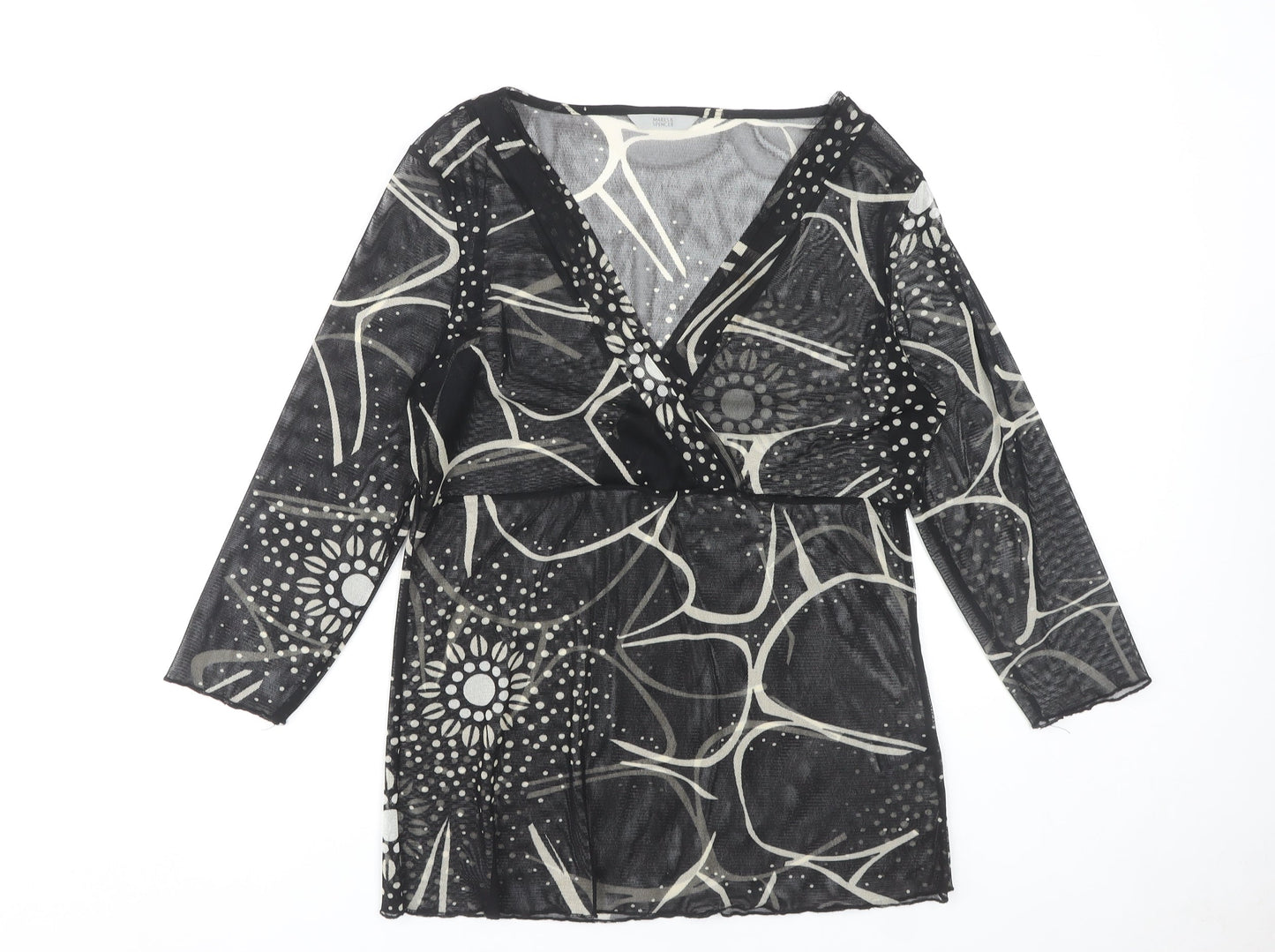 Marks and Spencer Women's Black Geometric Wrap Top