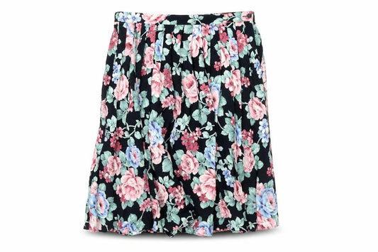 St Michael Women's Black Floral Pleated Skirt Size 18
