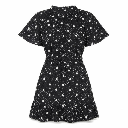 New Look Women's Black Polka Dot A-Line Dress Size 10