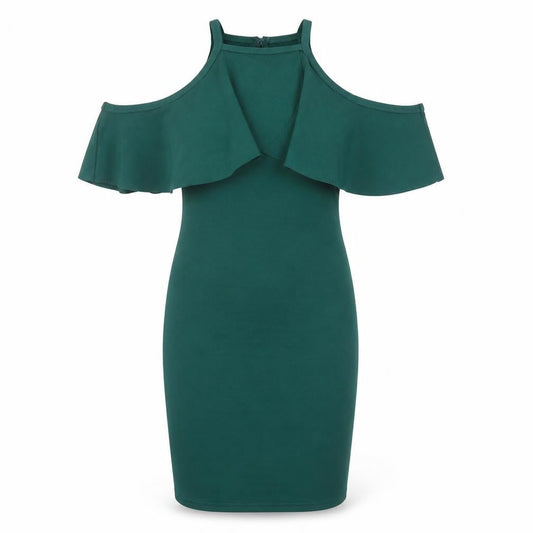 Quiz Women's Green Cold Shoulder Dress Size 8