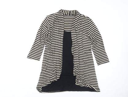 Preloved Debenhams Women's Black Striped Tunic Size 14 - Front
