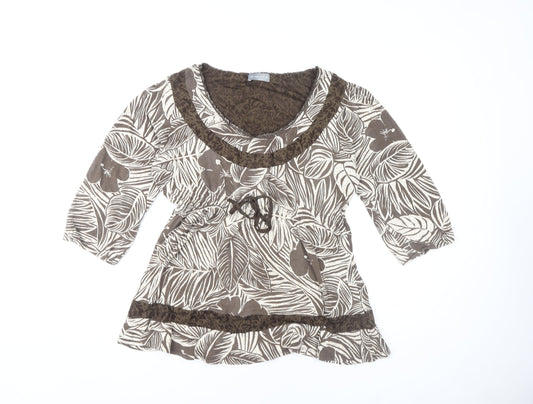 Per Una Women's Brown Floral Tunic Blouse, Size 18
