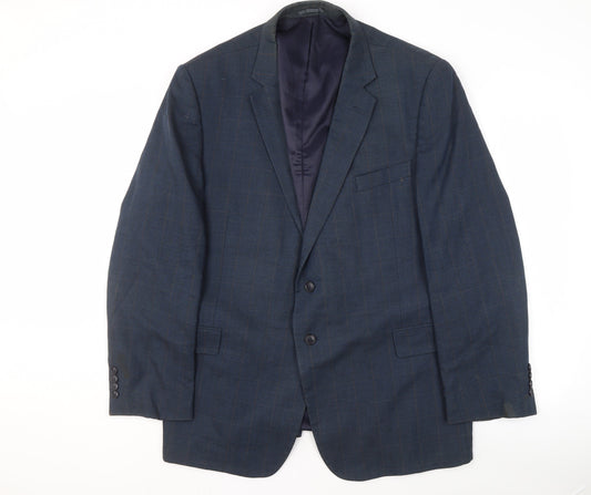 Jaeger Men's Blue Check Suit Jacket 48R Regular Fit