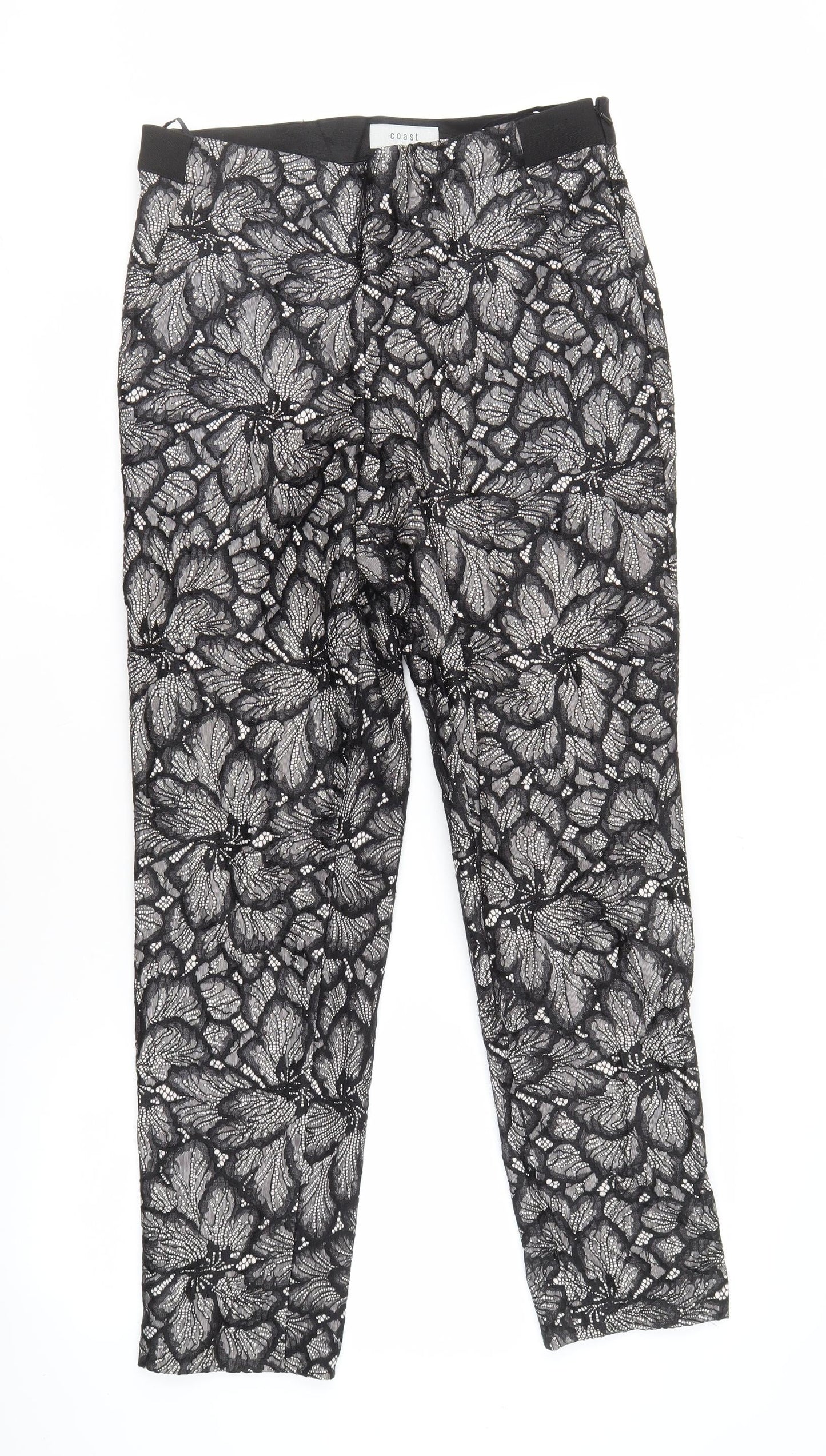 Coast Women's Black Floral Lace Trousers, Size 12