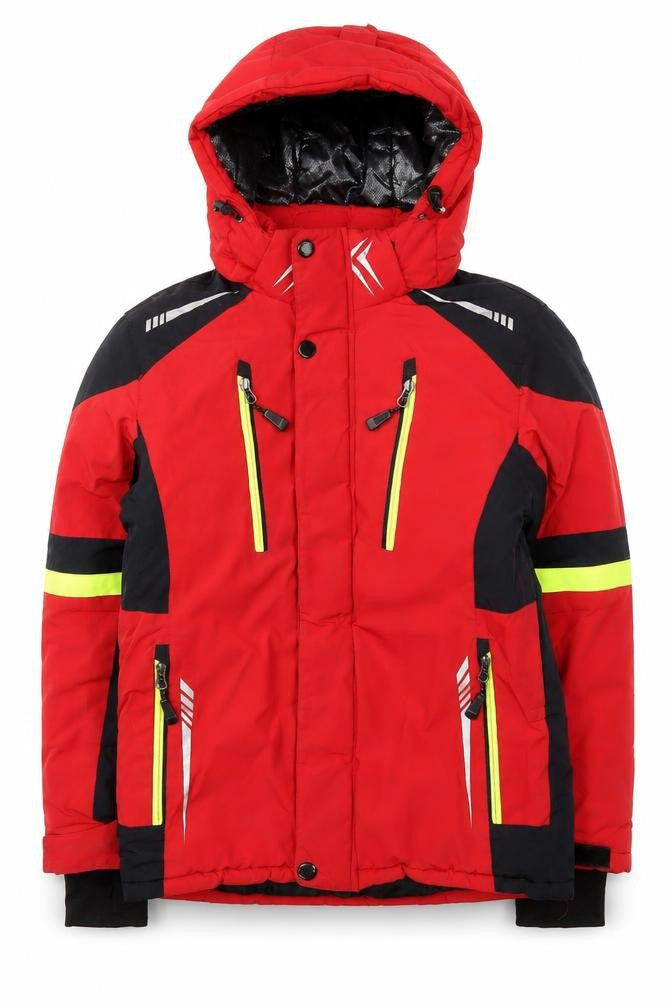 Zhong Guo Hu Boys Red Hooded Puffer Jacket