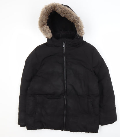 Additional front view of SoulCal boys’ black puffer jacket 13 years hooded