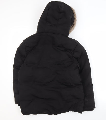 Back view of SoulCal boys’ black puffer jacket 13 years hooded