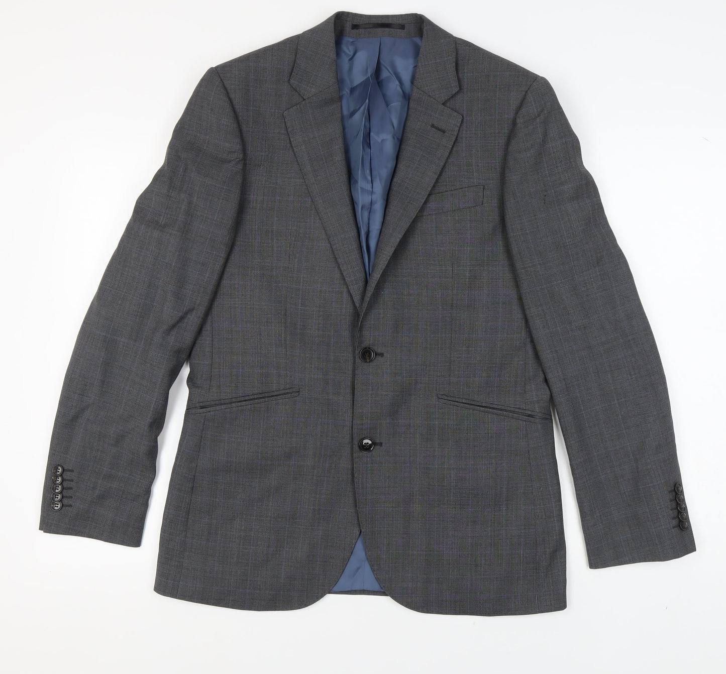 John Lewis Men's Grey Check Blazer, Size 38R, Wool