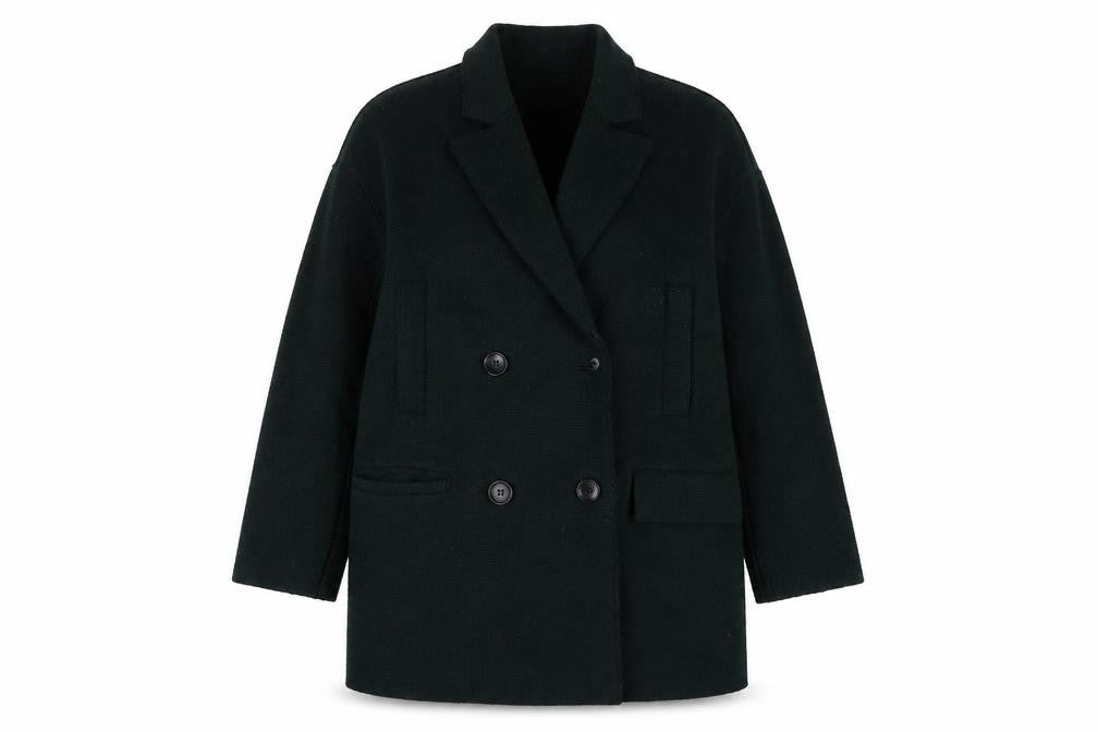 Zara Women's Black Wool Overcoat M - Elegant & Warm