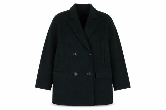 Zara Women's Black Wool Overcoat M - Elegant & Warm