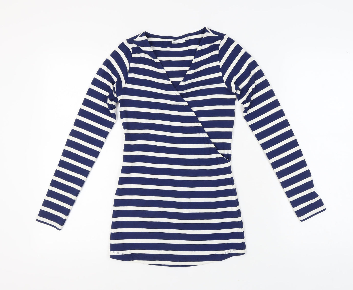ASOS Women's Blue Striped V-Neck Blouse, Size 6