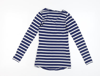 Back view of ASOS Women's Blue Striped V-Neck Blouse, size 6
