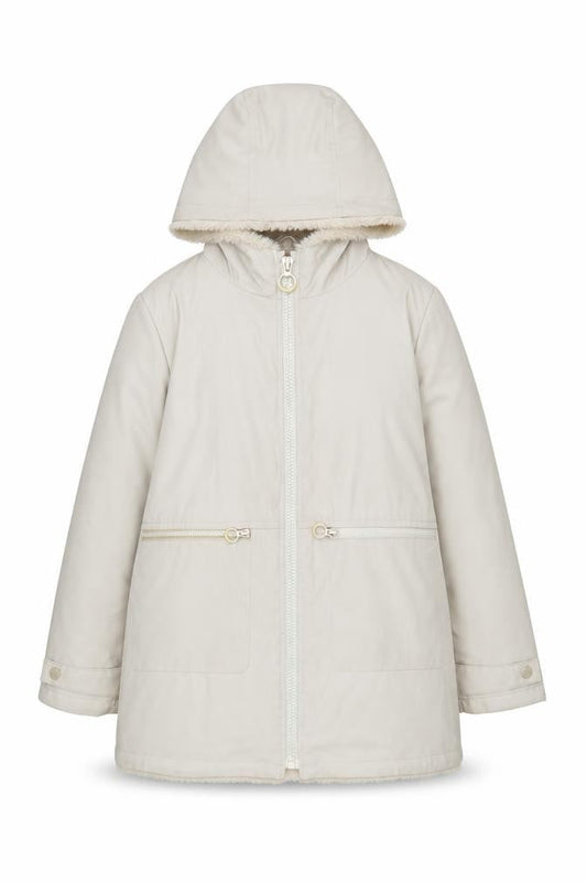 Zara Girls Beige Hooded Coat 11-12 Years Long Zipped Pockets