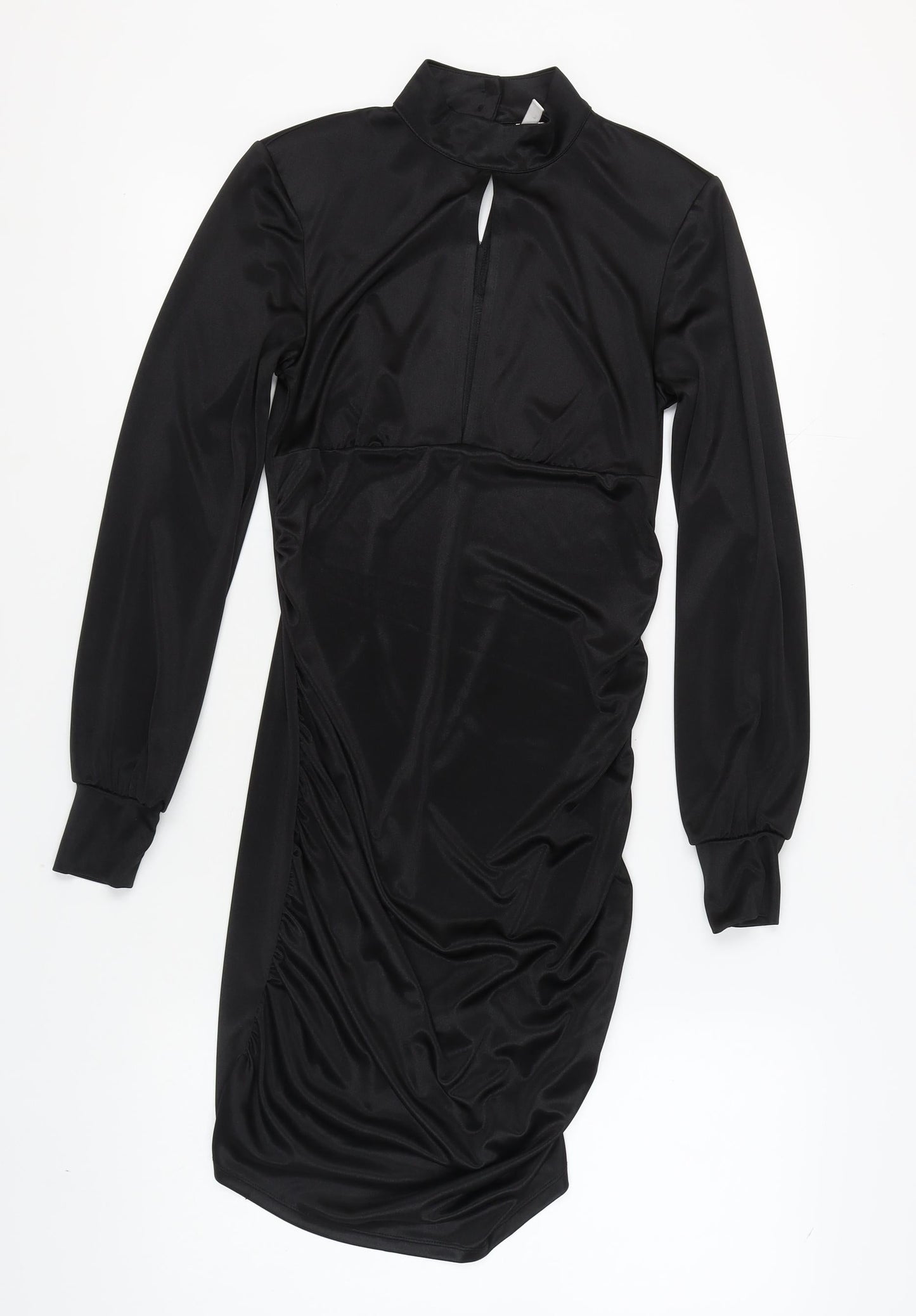 H&M Women Black Long Sleeve High Neck Dress M