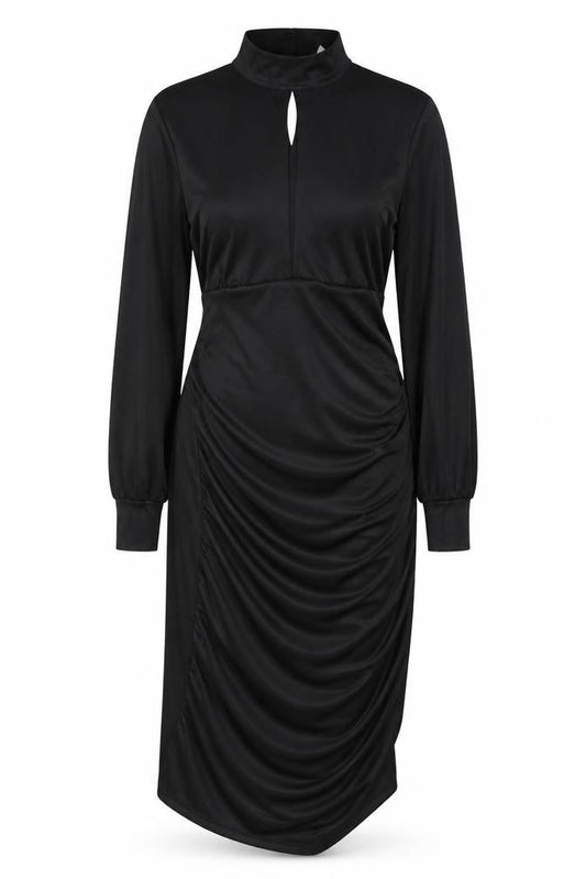H&M Women Black Long Sleeve High Neck Dress M
