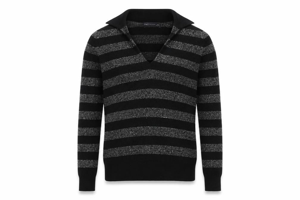 Marks & Spencer Women's Black Striped Pullover Jumper - Size S