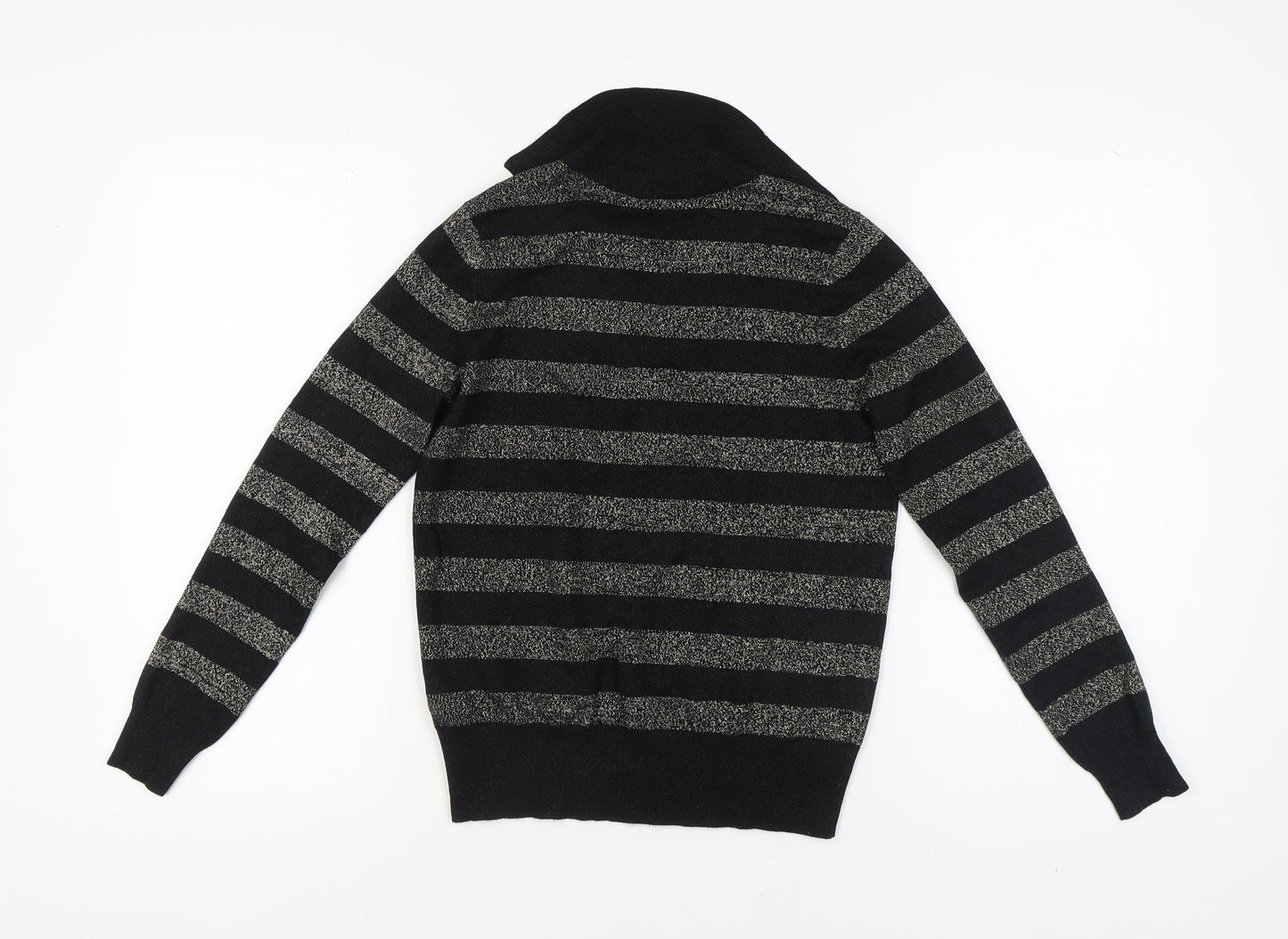 Marks and Spencer Women's Black Striped Pullover Jumper - Size S