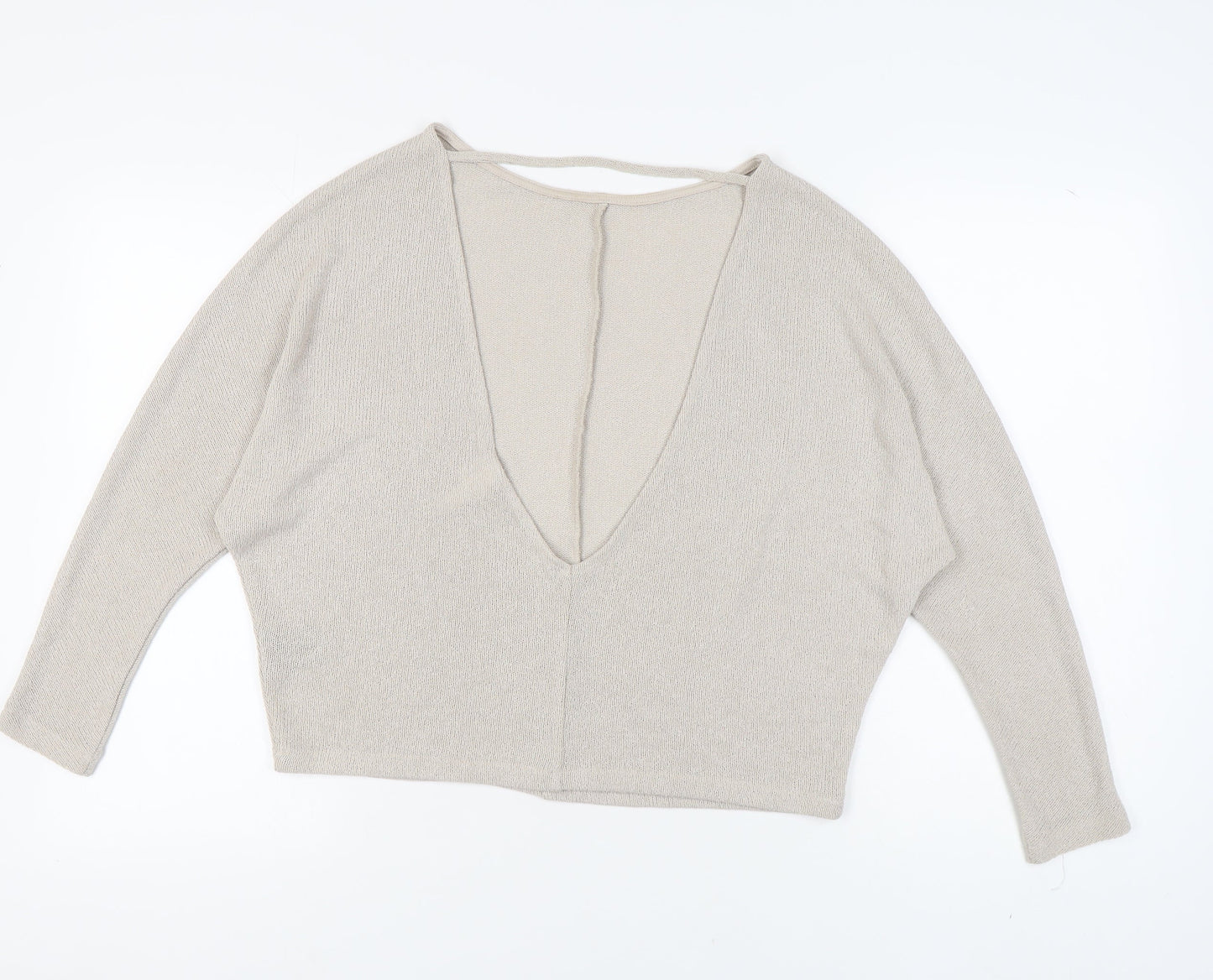 H&M Beige V-Neck Women’s Pullover Jumper M