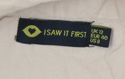 Close-up detail of I Saw It First Women's Beige Button-Up Shirt, UK 12