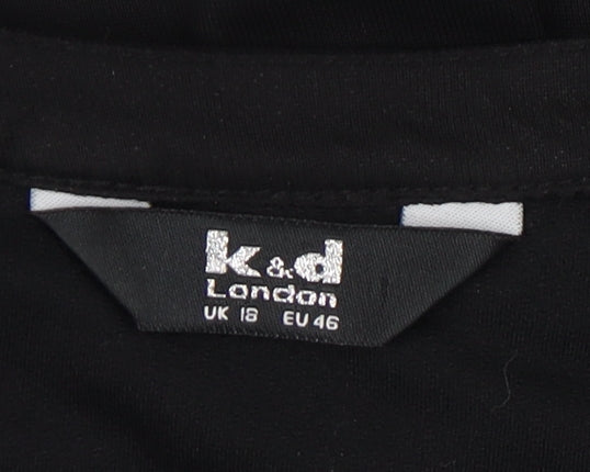 k&d London Women's Black 3/4 Sleeve Blouse Size 18