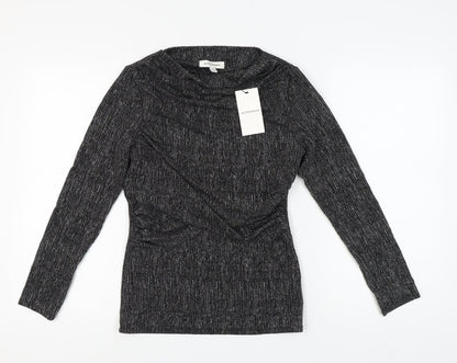 Marks & Spencer Silver Blouse Women Size 12 Knit Long Sleeve