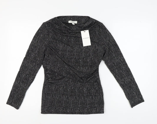 Marks and Spencer Silver Blouse Women Size 12 Knit Long Sleeve