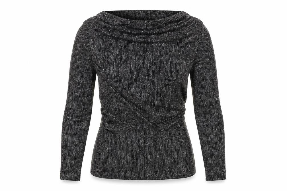 Marks & Spencer Silver Blouse Women Size 12 Knit Long Sleeve
