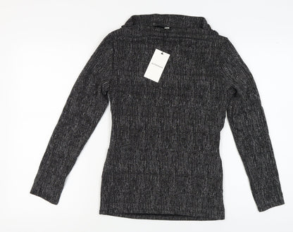 Marks & Spencer Silver Blouse Women Size 12 Knit Long Sleeve