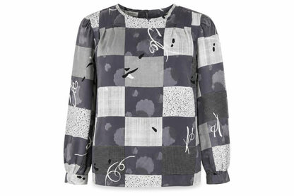 Nicola Women's Grey Geometric Blouse Size 10