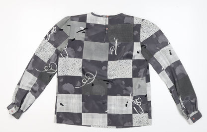 Nicola Women's Grey Geometric Blouse Size 10