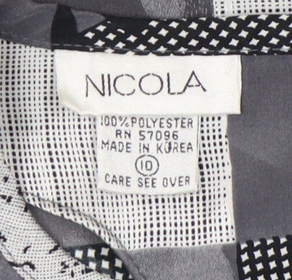 Nicola Women's Grey Geometric Blouse Size 10