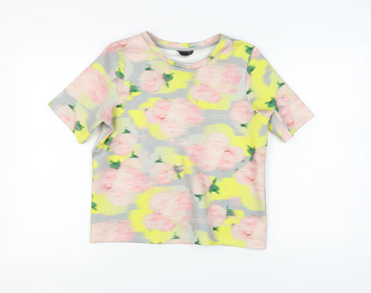 Topshop Women's Floral T-Shirt, Size 10, Multicoloured