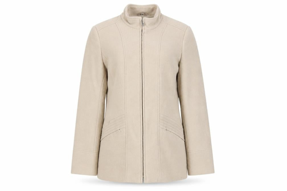 Klass Women’s Beige Wool Blend Mid-Length Coat - Size 14