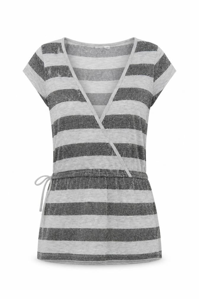 H&M Women's Grey Striped Wrap Top, Size 6
