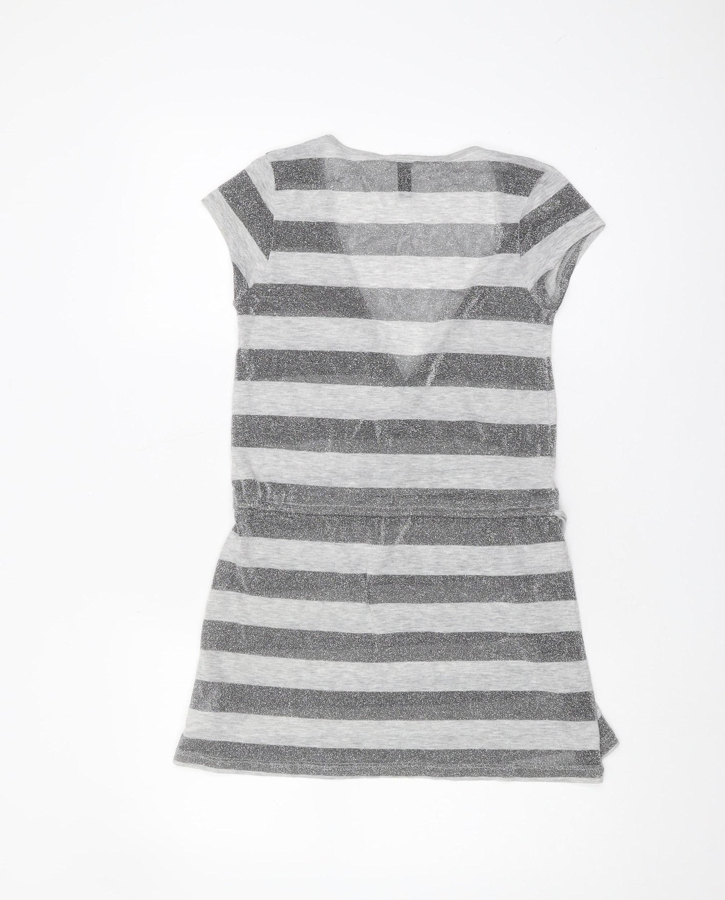 H&M Women's Grey Striped Wrap Top, Size 6