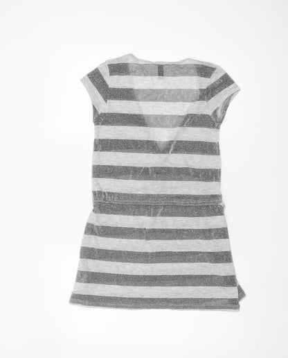 H&M Women's Grey Striped Wrap Top, Size 6
