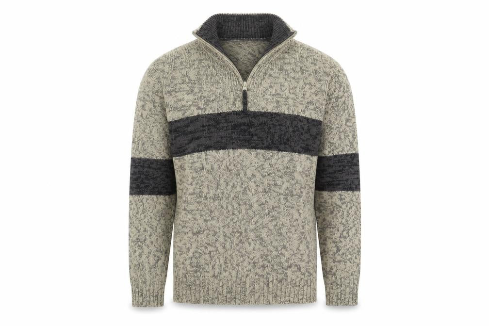 M2M Men's Beige Full Zip High Neck Jumper S