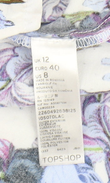 Topshop Women's Multicoloured Floral A-Line Dress Size 12