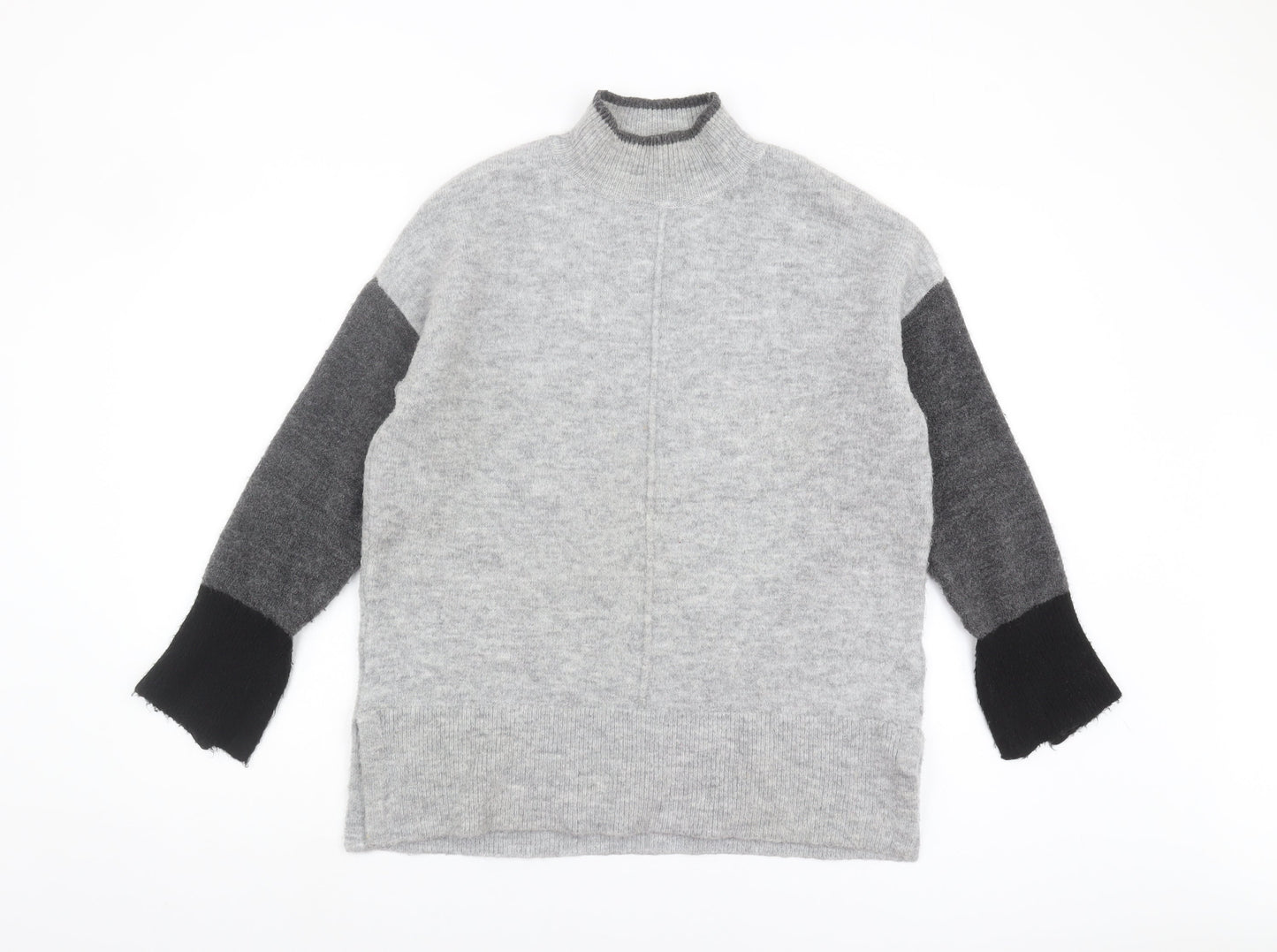 Marks and Spencer Women's Grey Mock Neck Jumper M