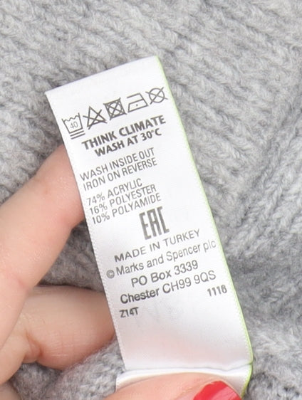 Marks and Spencer Women's Grey Mock Neck Jumper M