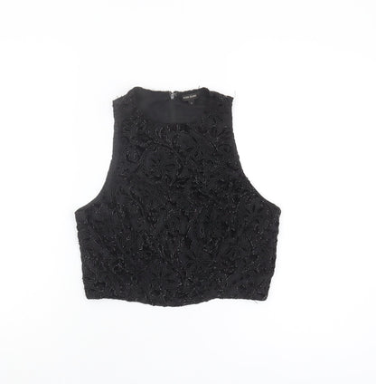 Additional front view of River Island Black Cropped Beaded Blouse -, size 8