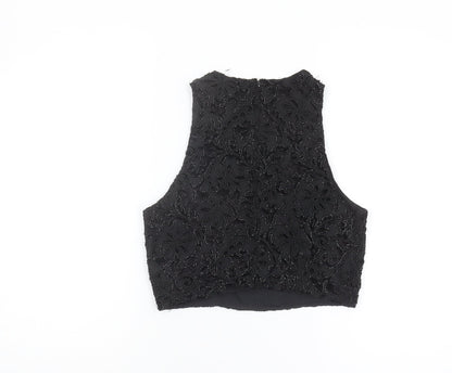 Back view of River Island Black Cropped Beaded Blouse -, size 8