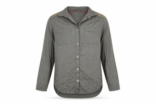 H&M Girls Green Button-Up Shirt, Size 11-12 Years
