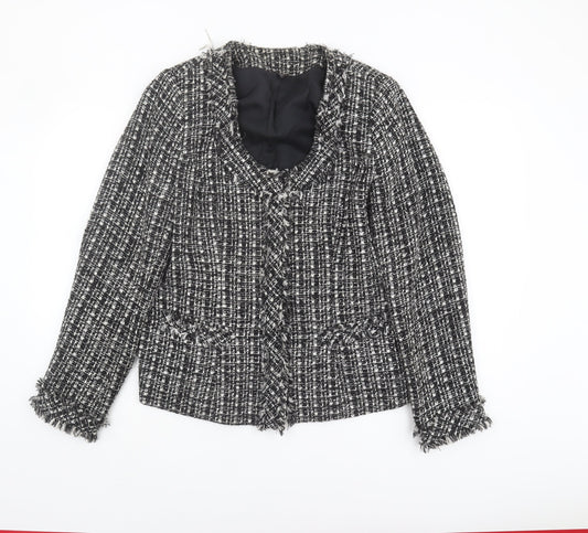 Yoek Women's Cropped Check Jacket Black Size 14