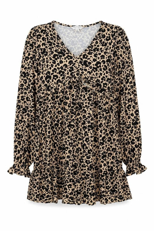 Miss Selfridge Women's Beige Animal Print Dress Size 12