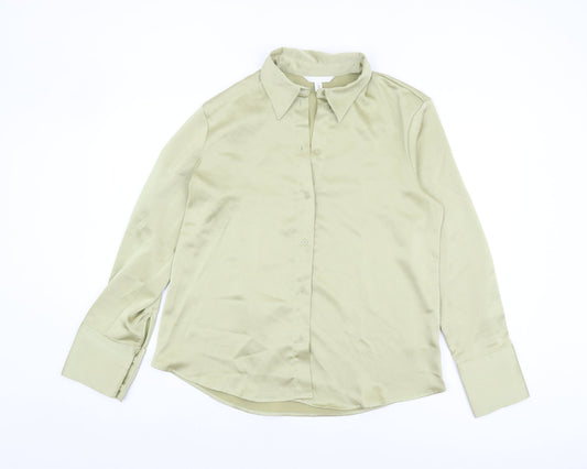 H&M Women's Green Button-Up Shirt Size 12
